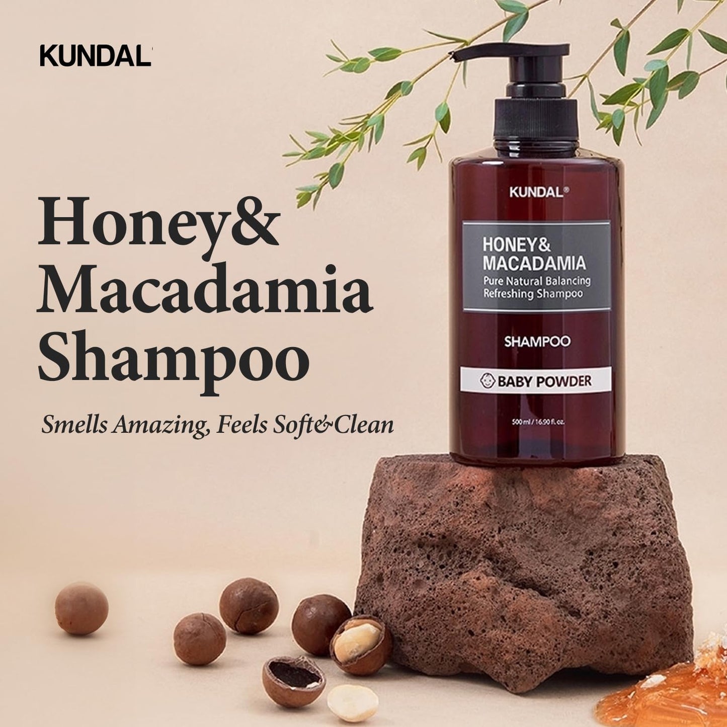 KUNDAL Honey & Macadamia Shampoo (600mL_300mL X 2Ea)