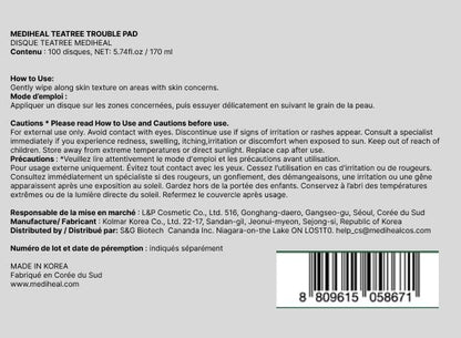 MEDIHEAL Teatree Trouble Facial Toner Pads (100 Pads)