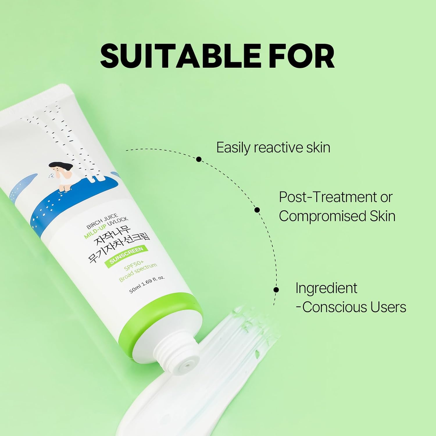RoundLab Birch Juice Mild-Up Sunscreen UV LOCK SPF 50+ (50mL)