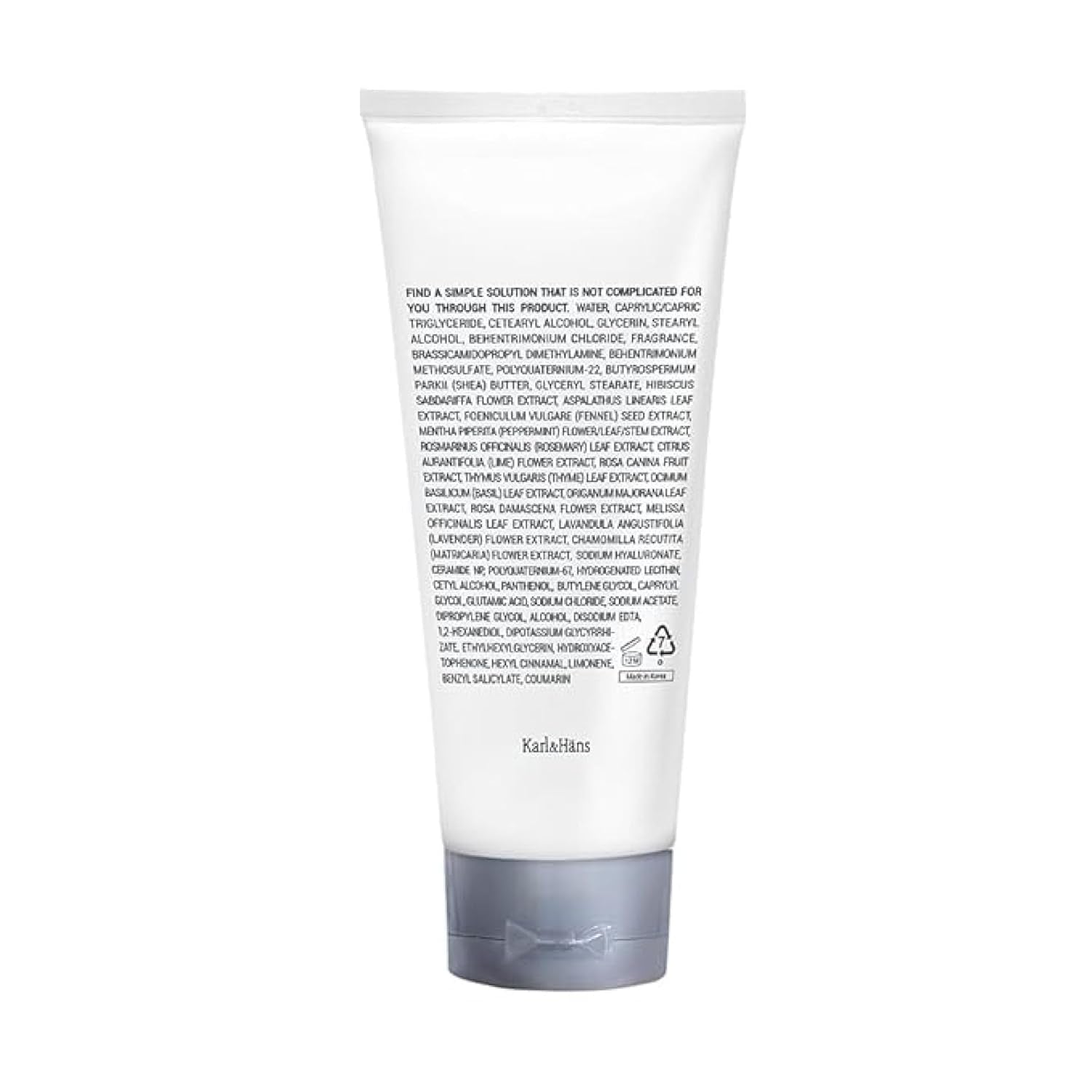 Karl&Hans Botanic Gourmand Coconut Conditioner Hair Treatment - Organic, Silicone-Free, Moisturizing with Ceramide, Coconut Oil & Natural Extracts for All, Dry, Damaged, Frizzy Hair, 6.76 Fl Oz