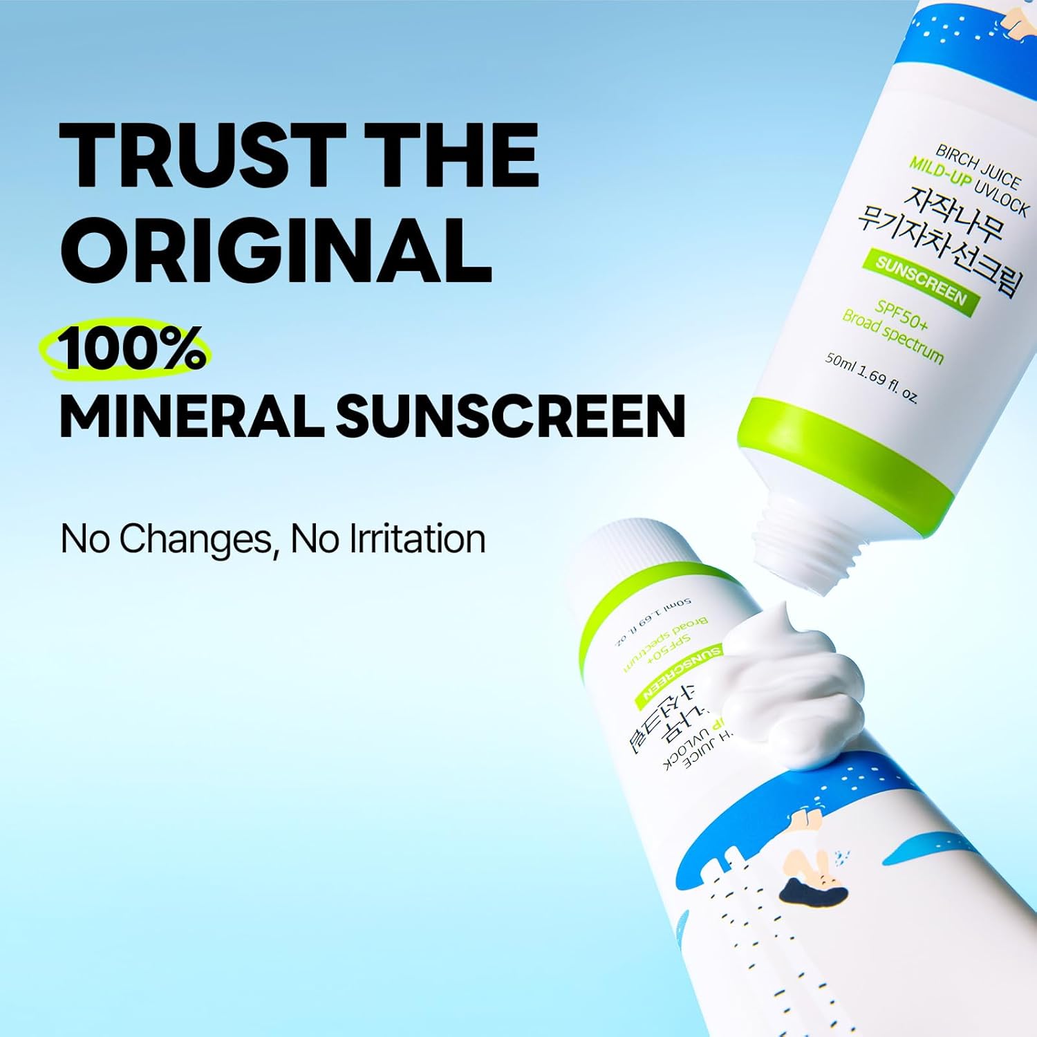 RoundLab Birch Juice Mild-Up Sunscreen UV LOCK SPF 50+ (50mL)