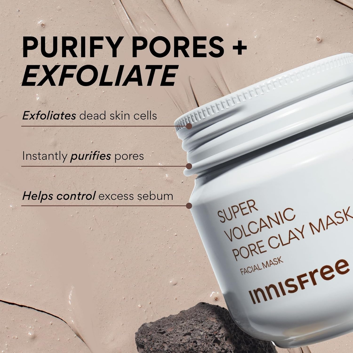 INNISFREE Super Volcanic Pore Clay Mask with Volcanic Clusters and AHA (100mL)