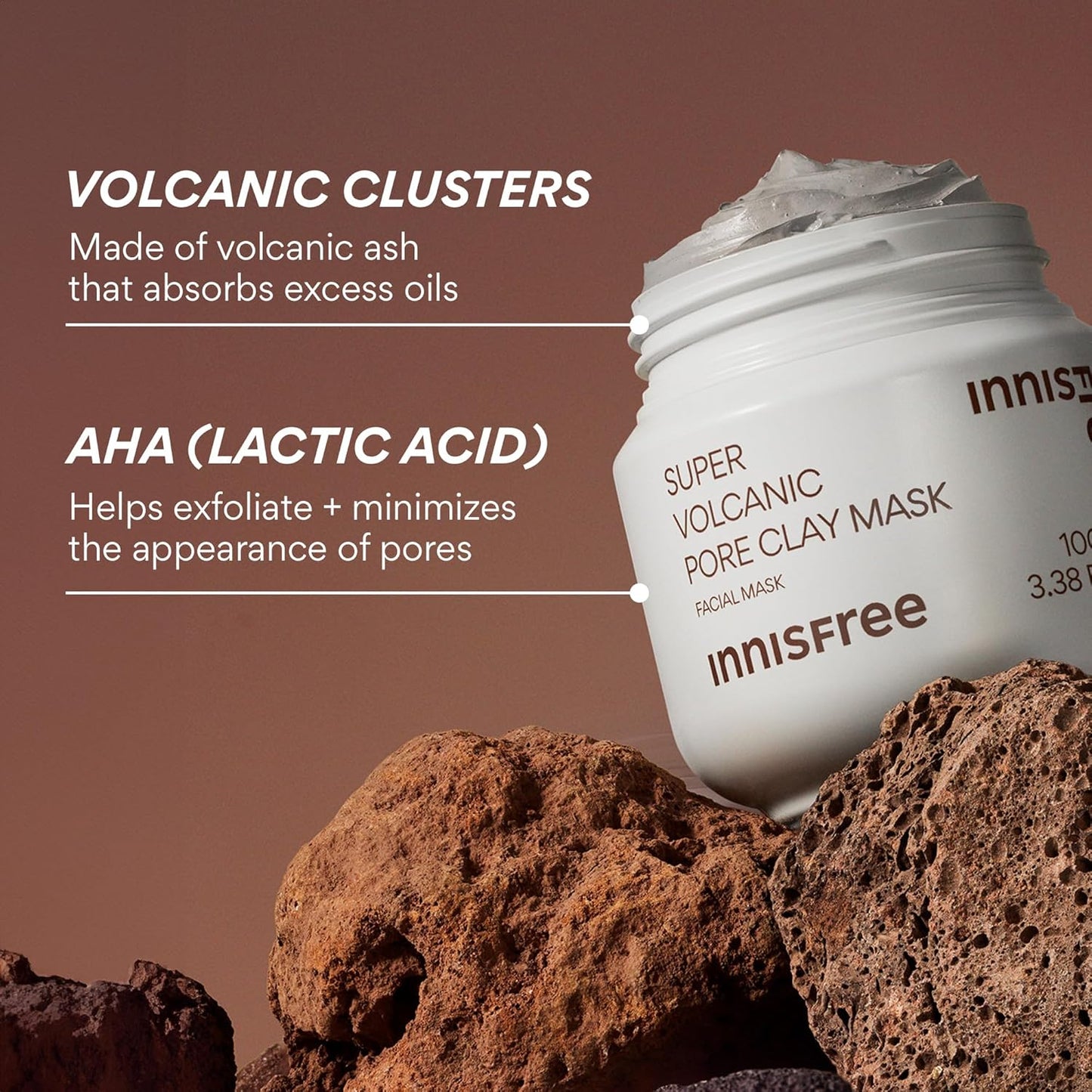 INNISFREE Super Volcanic Pore Clay Mask with Volcanic Clusters and AHA (100mL)