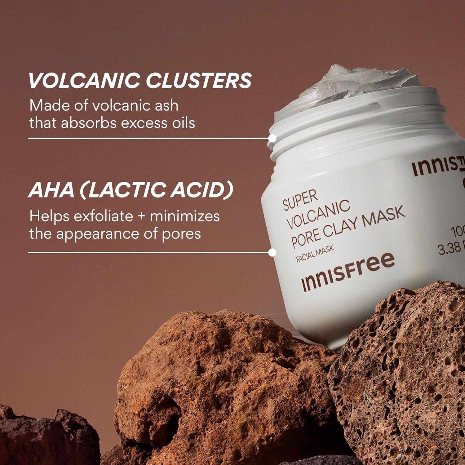 INNISFREE Super Volcanic Pore Clay Mask with Volcanic Clusters and AHA (100mL)
